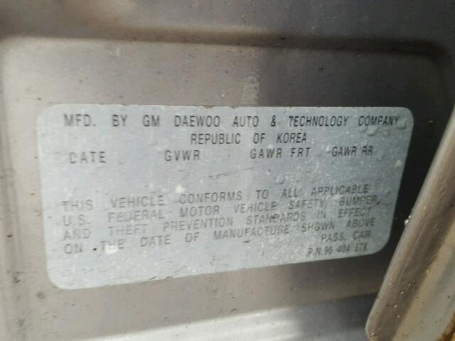 KL1TD566X6B533715 - 2006 CHEVROLET AVEO BASE ვერცხლისფერი ფოტო 10