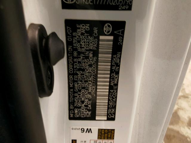 JTKDE177770205796 - 2007 TOYOTA SCION TC 白色 照片 10