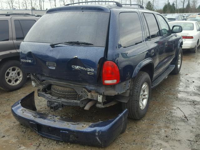 1D4HS58N43F612524 - 2003 DODGE DURANGO SL BLUE photo 4