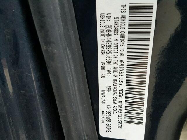 2D8HN44E99R510594 - 2009 DODGE GRAND CARA BLUE photo 10