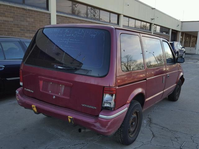 2P4GH2537MR318579 - 1991 PLYMOUTH VOYAGER RED photo 4