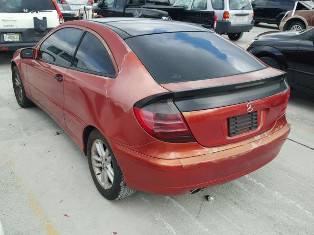 WDBRN47J12A319076 - 2002 MERCEDES-BENZ C 230K SPO RED photo 3