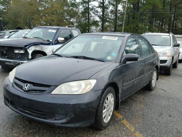 2HGES16555H631999 - 2005 HONDA CIVIC LX BLACK photo 2