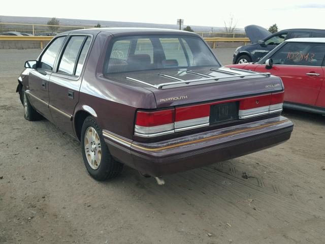 3P3XA4636PT649612 - 1993 PLYMOUTH ACCLAIM MAROON photo 3