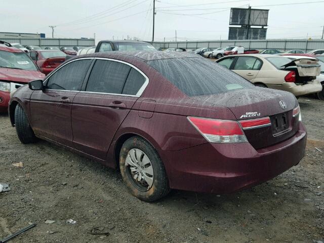 1HGCP2F34BA128858 - 2011 HONDA ACCORD LX BURGUNDY photo 3