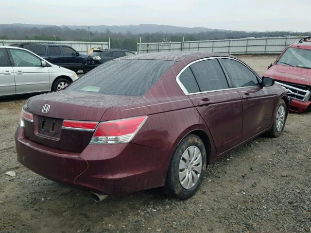 1HGCP2F34BA128858 - 2011 HONDA ACCORD LX BURGUNDY photo 4