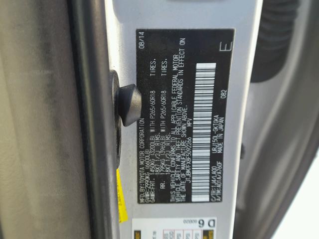 JTJBM7FX8F5092266 - 2015 LEXUS GX BASE SILVER photo 10