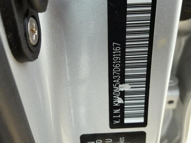 KNADM5A37D6191167 - 2013 KIA RIO LX SILVER photo 10