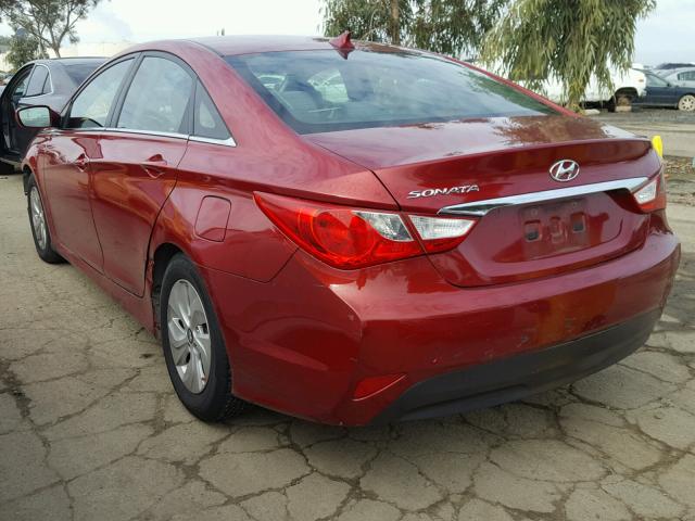 5NPEB4ACXEH828681 - 2014 HYUNDAI SONATA GLS RED photo 3