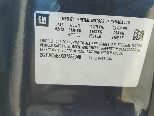 2G1WC5E3XD1233940 - 2013 CHEVROLET IMPALA LTZ GRAY photo 10