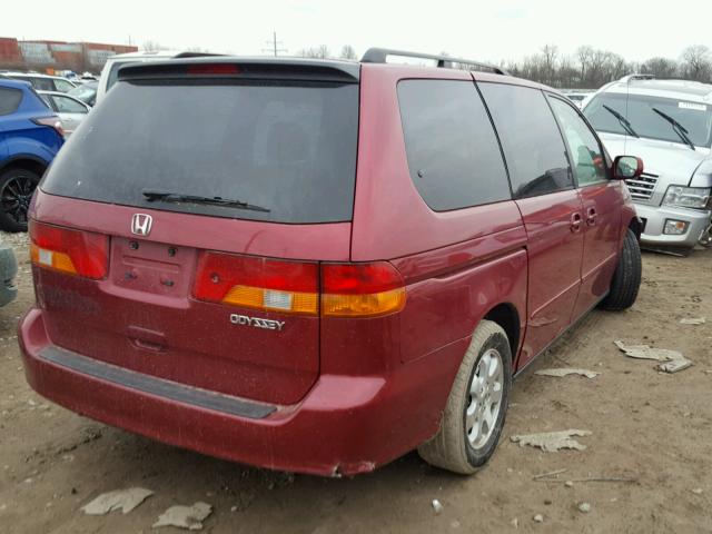 5FNRL18644B140945 - 2004 HONDA ODYSSEY EX RED photo 4