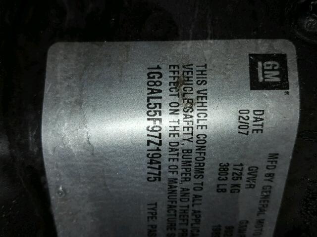 1G8AL55F97Z194775 - 2007 SATURN ION LEVEL BLUE photo 10