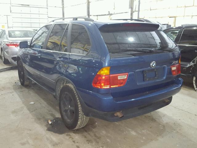 5UXFA53583LV80319 - 2003 BMW X5 3.0I BLUE photo 3