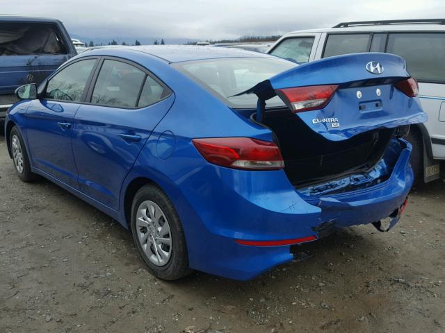 KMHD74LFXJU472913 - 2018 HYUNDAI ELANTRA SE BLUE photo 3