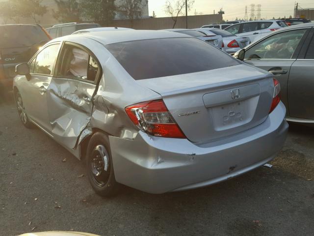 19XFB2F54CE306391 - 2012 HONDA CIVIC LX SILVER photo 3