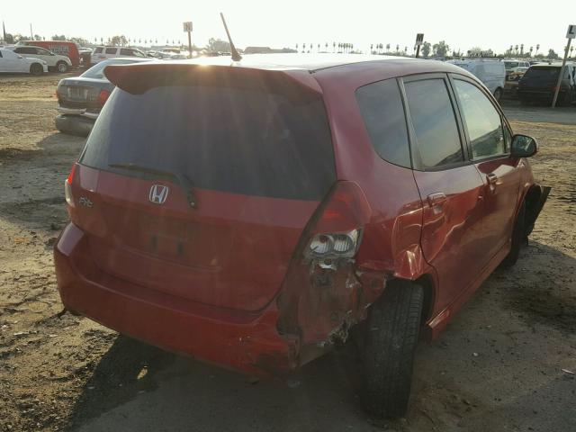 JHMGD38678S045478 - 2008 HONDA FIT SPORT RED photo 4