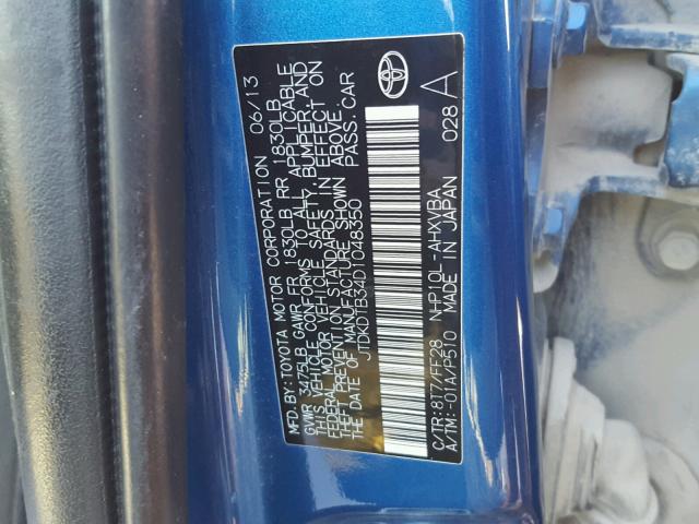 JTDKDTB34D1048350 - 2013 TOYOTA PRIUS C BLUE photo 10