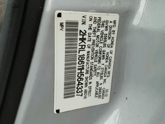 2HKRL18611H564337 - 2001 HONDA ODYSSEY EX SILVER photo 10