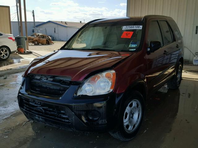 JHLRD68586C003723 - 2006 HONDA CR-V LX RED photo 2