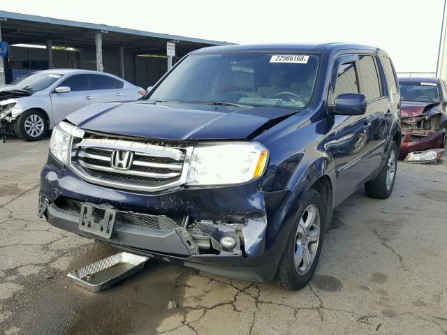 5FNYF4H48EB045759 - 2014 HONDA PILOT EX BLUE photo 2