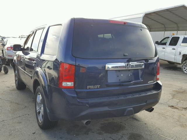 5FNYF4H48EB045759 - 2014 HONDA PILOT EX BLUE photo 3