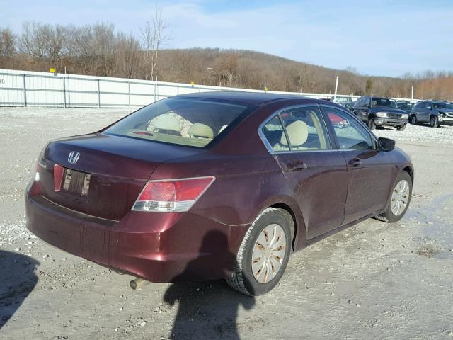 JHMCP26338C041687 - 2008 HONDA ACCORD LX MAROON photo 4