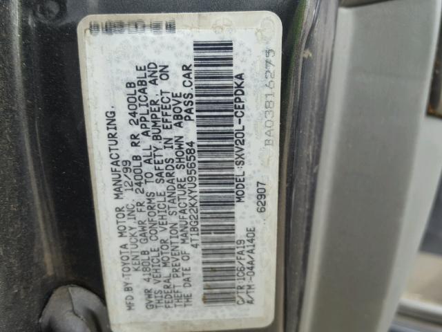 4T1BG22KXYU956584 - 2000 TOYOTA CAMRY CE GRAY photo 10