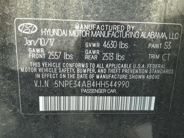 5NPE34AB4HH544990 - 2017 HYUNDAI SONATA SPO BLACK photo 10