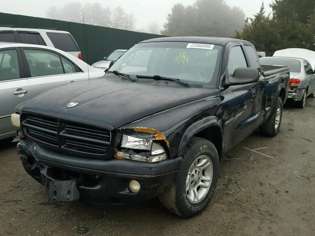 1B7GL22X21S112249 - 2001 DODGE DAKOTA BLACK photo 2