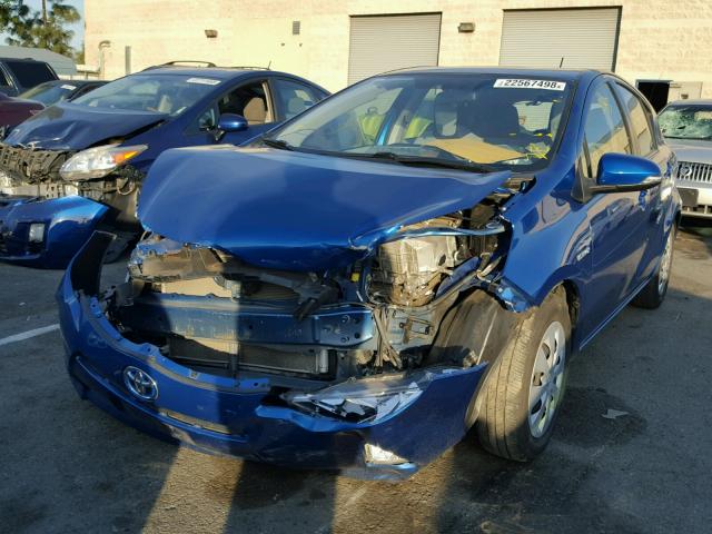 JTDKDTB35E1564508 - 2014 TOYOTA PRIUS C BLUE photo 2