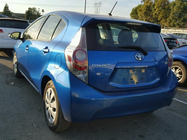 JTDKDTB35E1564508 - 2014 TOYOTA PRIUS C BLUE photo 3