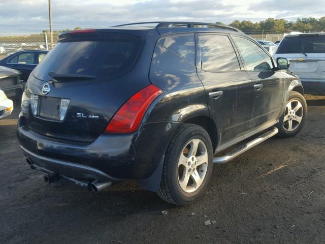 JN8AZ08W24W334752 - 2004 NISSAN MURANO SL BLACK photo 4