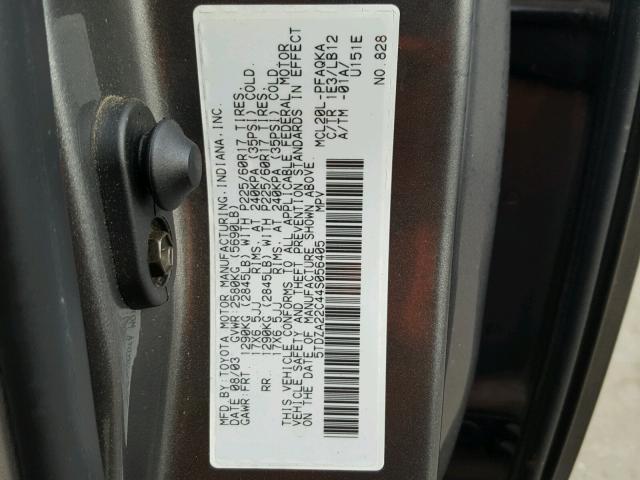 5TDZA22C44S056405 - 2004 TOYOTA SIENNA XLE GRAY photo 10