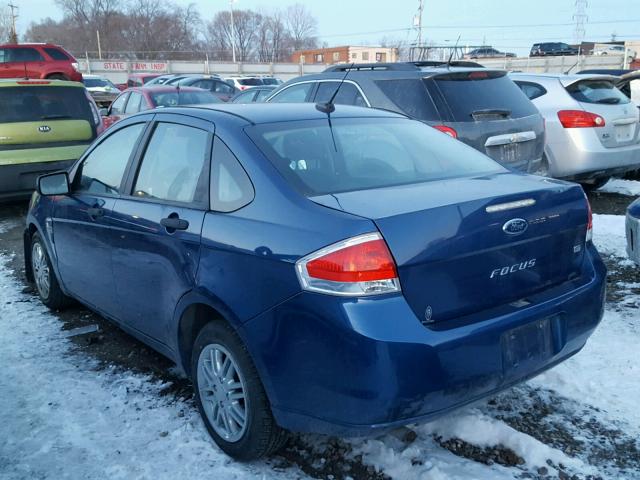 1FAHP35N08W211234 - 2008 FORD FOCUS SE BLUE photo 3