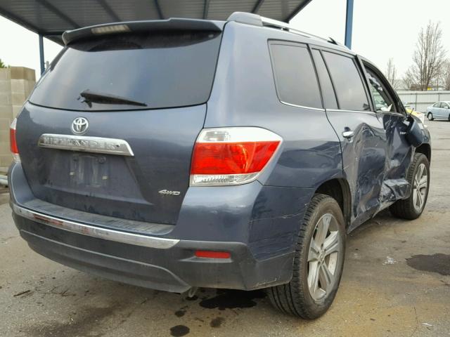 5TDDK3EH2CS148986 - 2012 TOYOTA HIGHLANDER BLUE photo 4