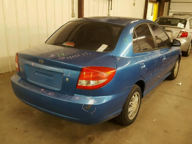 KNADC125946300014 - 2004 KIA RIO BLUE photo 4