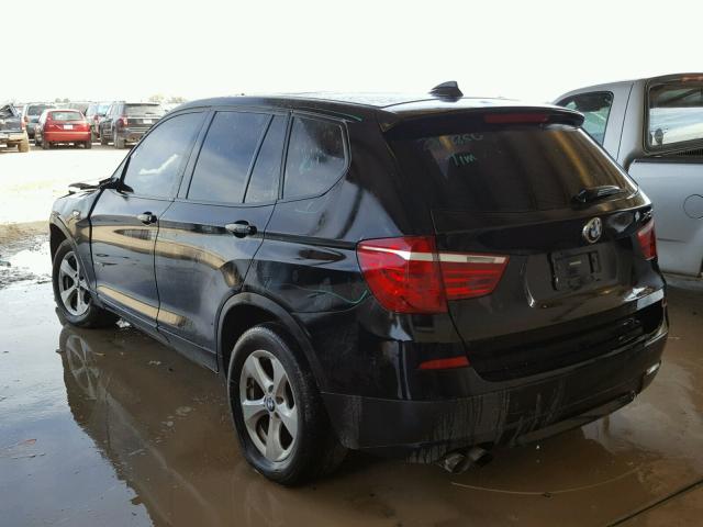 5UXWX5C59CL722448 - 2012 BMW X3 XDRIVE2 BLACK photo 3