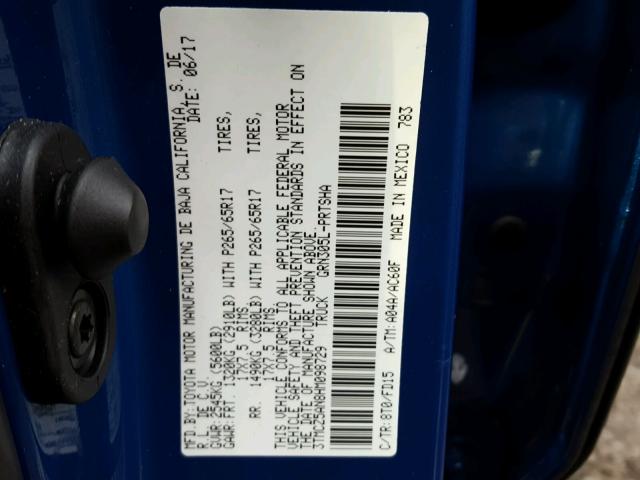 3TMCZ5AN8HM098729 - 2017 TOYOTA TACOMA DOU BLUE photo 10