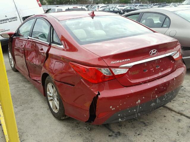 5NPEB4AC3EH919260 - 2014 HYUNDAI SONATA GLS MAROON photo 3