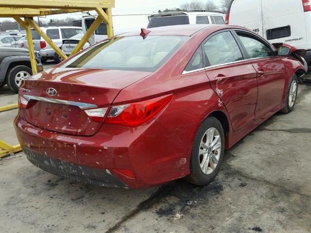 5NPEB4AC3EH919260 - 2014 HYUNDAI SONATA GLS MAROON photo 4