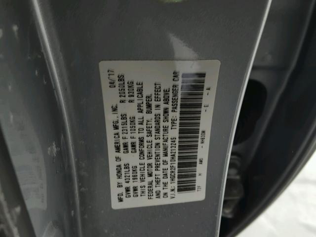 1HGCR2F10HA213245 - 2017 HONDA ACCORD SPO SILVER photo 10