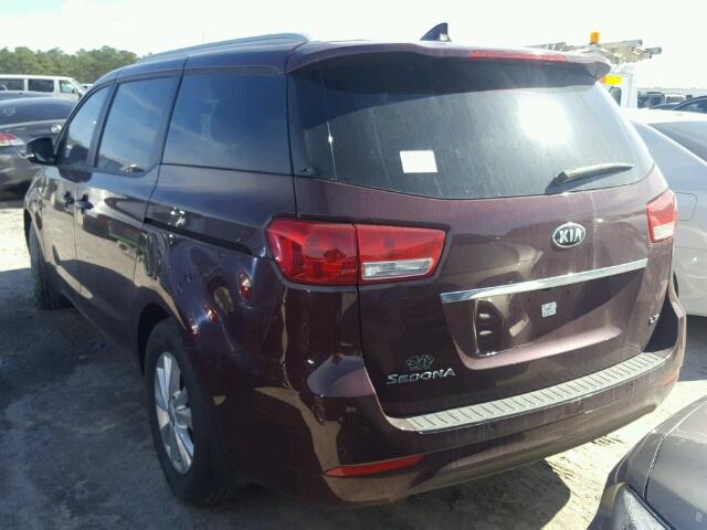 KNDMB5C10H6318268 - 2017 KIA SEDONA LX PURPLE photo 3