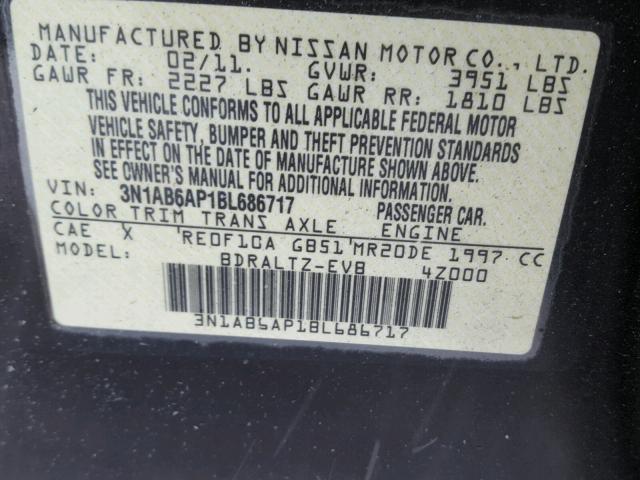 3N1AB6AP1BL686717 - 2011 NISSAN SENTRA 2.0 BLACK photo 10