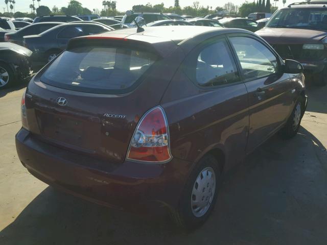 KMHCM36C77U048002 - 2007 HYUNDAI ACCENT GS MAROON photo 4