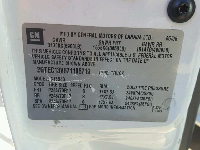 2GTEC13V671106719 - 2007 GMC NEW SIERRA WHITE photo 10