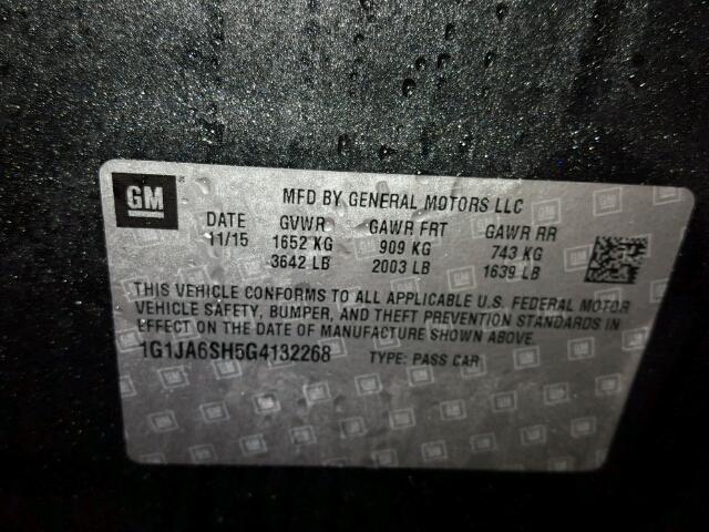 1G1JA6SH5G4132268 - 2016 CHEVROLET SONIC LS Գրաֆիտ լուսանկար 10