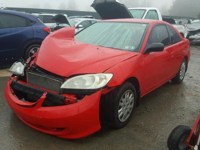 1HGEM22594L081844 - 2004 HONDA CIVIC LX RED photo 2