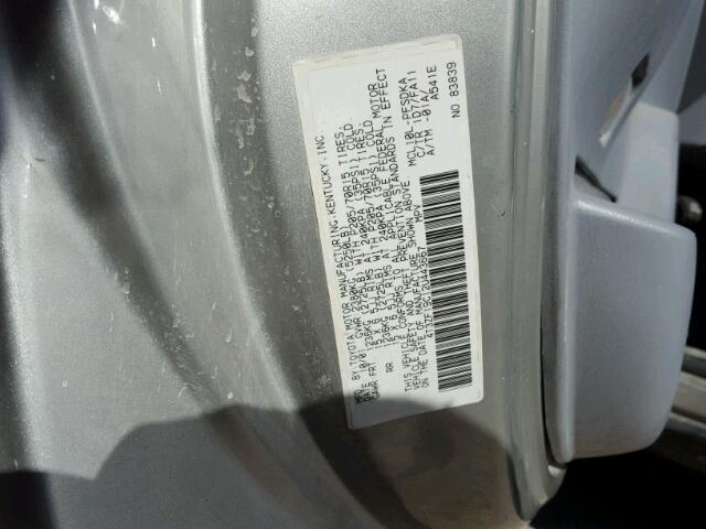 4T3ZF19C12U443667 - 2002 TOYOTA SIENNA CE SILVER photo 10