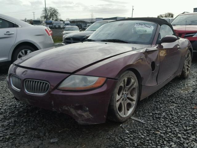 4USBT53483LT21339 - 2003 BMW Z4 3.0 BURGUNDY photo 2