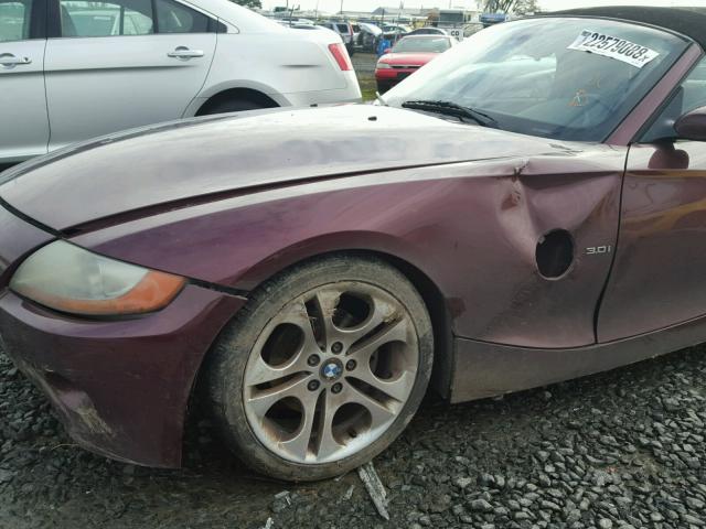 4USBT53483LT21339 - 2003 BMW Z4 3.0 BURGUNDY photo 9